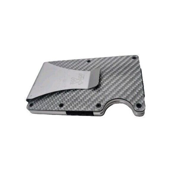 Carbon Fiber Wallet By W+W Slim Wallet & RFID Blocking W/ Clip And Opens Up 180° - Picture 4 of 12